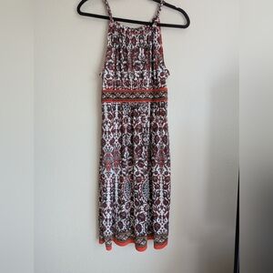 Sophie Max Red and Black Sleeveless Halter Midi Dress Size XL